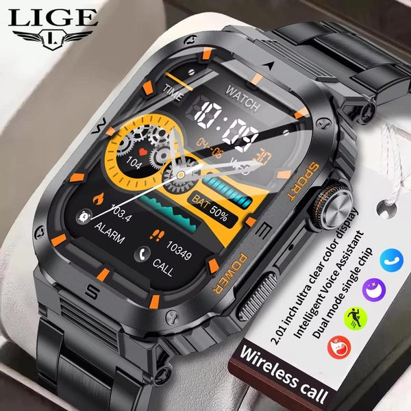 LIGE montre intelligente hommes IP68 étanche Bluetooth montre intelligente Fitness Tracker appel longue durée de vie de la batterie montre intelligen