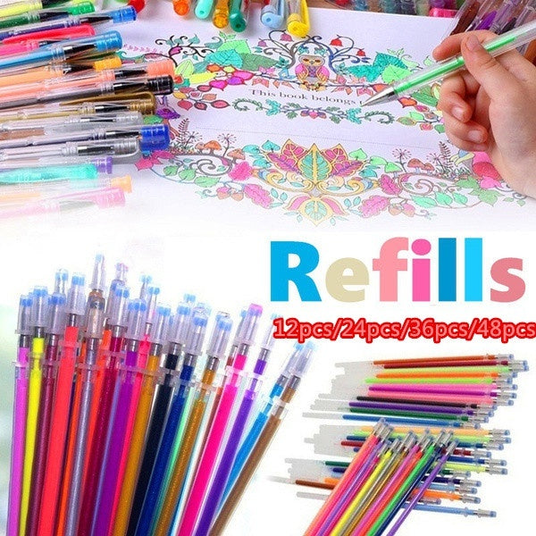 12-24-36-48 pièces couleurs recharges aquarelle néon paillettes Pastel Art être intelligent remplacer recharges Gel stylo bureau école stylo fournitu