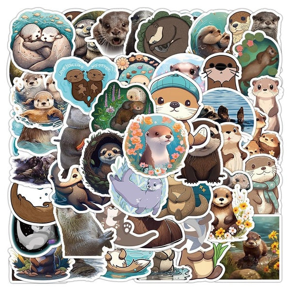 10-50pcs Cute Otter Stickers Cartoon Animal Otter Lutra Graffiti Stickers for DIY Luggage Laptop Skateboard Motorcycle Bicycle Stickers