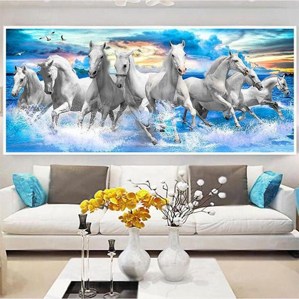 White Horse 5D Diamond Paintings Full Diamond Art Embroidery Gifts Large Living Room Office DIY Home Decor Diamond Cross Stitch Kits