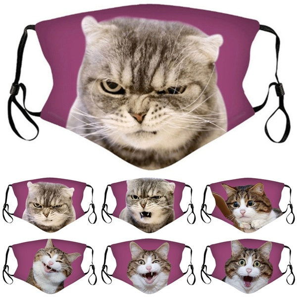 Cat Mask, Cute Cat Mask, Funny Cat Mask, Cute Mask, Face Mask, Washable and Reusable Mask