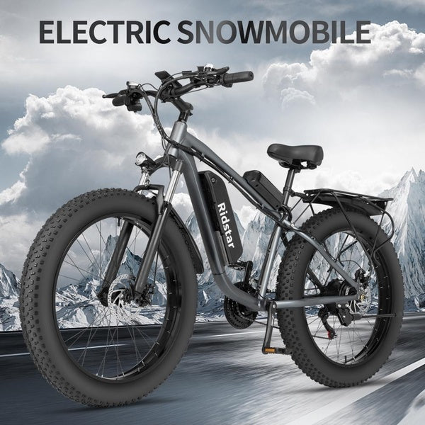 New Original Ridstar E26 Electric Bicycle 48V 1000W Motor 14AH Battery 26*4.0 Fat Tires Mountain Snow Ebike with Back Seat