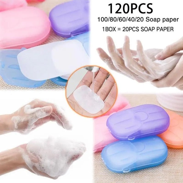 Bathroom Foam Soap Sheet, Disposable Portable Paper, Mini Soap, 20-40-60-80-100-120 Pcs