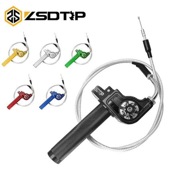 ZSDRTP Guidon d'accélérateur réglable de 7-8 pouces-22 mm à action rapide Poignée d'accélérateur visible Twist + câble coudé pour Dirt Bike Moto