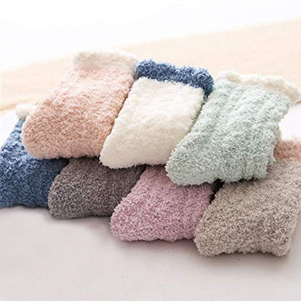 Soft Warm Floor Socks Women Casual Slipper Socks Fuzzy Hosiery Thicken Coral Fleece Warmer Socks Home Supplies(1-2-3-4-5 Pairs)