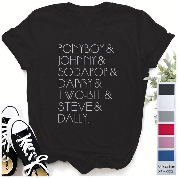 Cool Literature Tee The Outsiders Book T-Shirt Characters Polyester Short Sleeve Crew Neck Tee