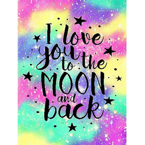 DIY 5D Diamond Painting Words "I Love You To The Moon and Back"by Number Kits Painting Cross Stitch Full Drill Crystal Rhinestone Embroidery Pictures