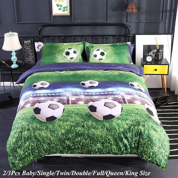 Home Decor Boys Bedding Set 3D Football Bedding Set 2-3Pcs Comforter Cover Pillowcase Baby-Single-Twin-Double-Full-Queen-King Size Soccer Duvet Cover