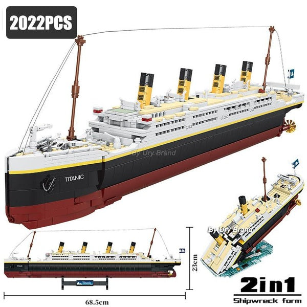 2022pcs Titanic Model Creative Luxury Cruise Ship Set City Series DIY Boat Building Blocks Bricks Toys For Children Adult Gift