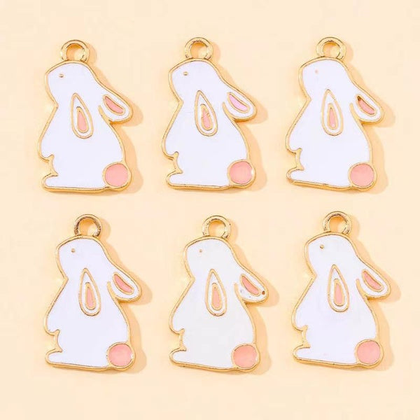 20pcs Enamel Rabbit Charm for Jewelry Making Animal Bunny Earring Pendant Cute Bracelet Necklace Accessories Diy Craft Supplies Matron Inn