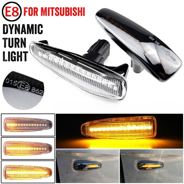 2Pcs LED Dynamic Fender Side Marker Turn Signal Light Sequential Flowing Indicator Lamp Repeater For Mitsubishi ASX RVR Outlander Lancer Mirage G4 Mo