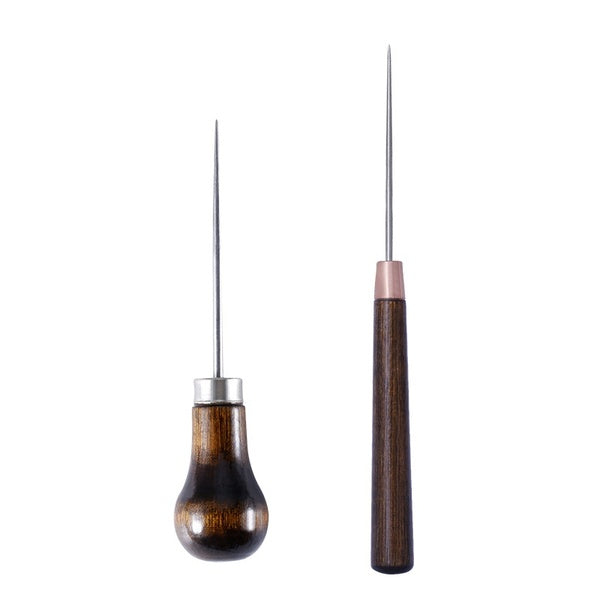 Awl Sewing Tool Fine Handle Wooden Handle Awl Thousand Pieces of Wood Handle Straight Cone Wood Drill Positioning Single Gourd Wood Handle Awl