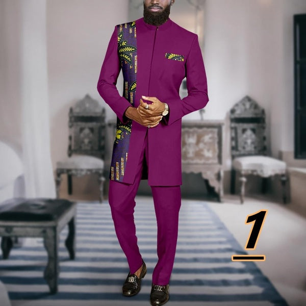 Dashiki Men African Clothes Jacket Outfit Traditional Attire Print Blazer and Pants Two Piece Set Formal Clothes