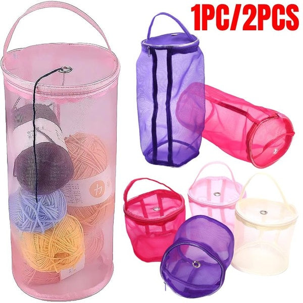 1PC-2PCS Portable Yarn Storage Mesh Bag, Yarn Organizer Tote Bag Round Yarn Holder Crochet Hook Bag for Yarns, Carrying Projects, Knitting Needles an