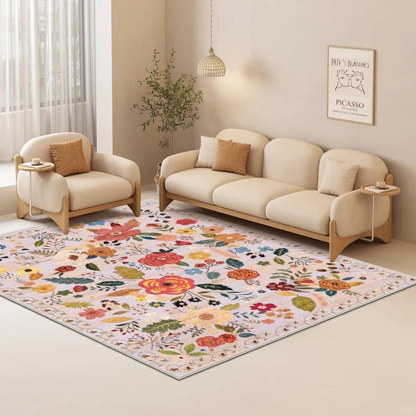 Regional Carpet Living Room Carpet Soft Machine Washable Bohemian Farmhouse Neutral Anti Staining Indoor Carpet Bedroom Dining Table Home Office Deco