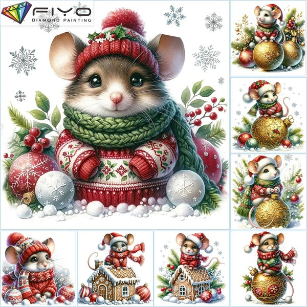 FIYO Christmas Animal DIY 5D Diamond Painting Full Drill with Number Kits Home and Kitchen Fashion Mosaic Diamond Painting Canvas Wall Decoration Gif