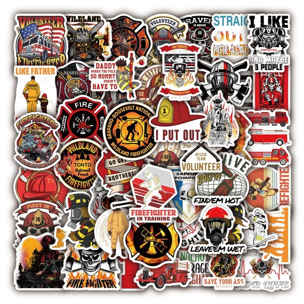 10-25-50pcs Firefighter stickers Firemen Fire Hero graffiti Stickers for DIY Luggage Laptop Skateboard Motorcycle Bicycle Stickers