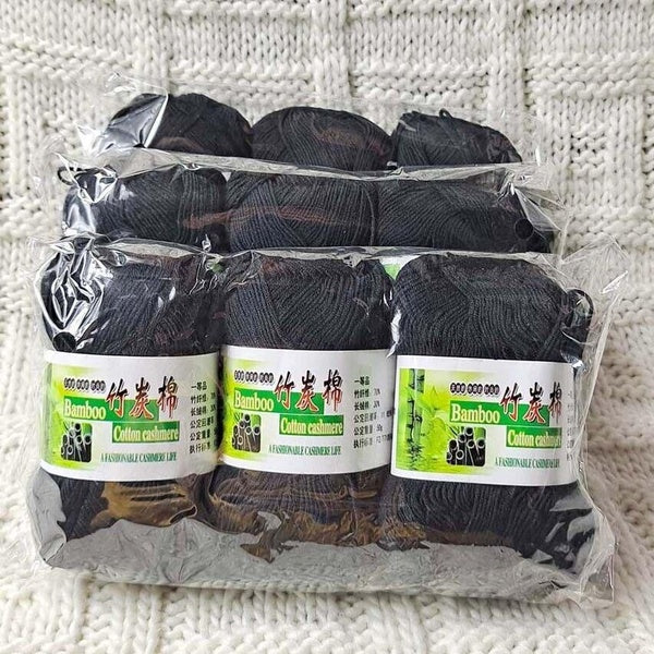 Sale 9SkeinsX50g Soft Bamboo Cotton Blankets Rugs Hand Knitting Crochet Yarn 12 Black