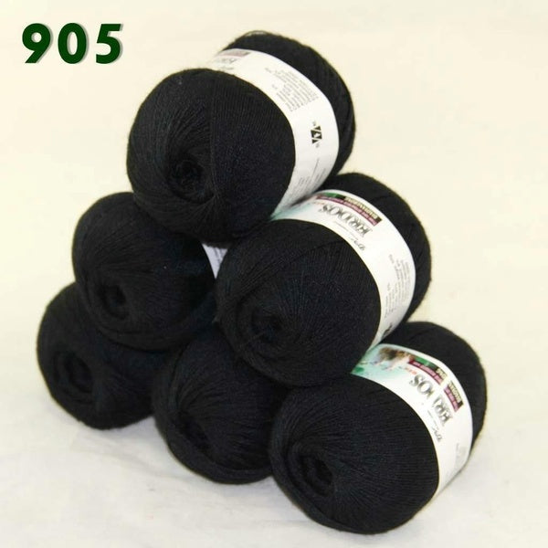 Sale 6 ball x50gr LACE Soft Crochet Acrylic Wool Cashmere hand knitting Fashion Home Decor Living Yarn Black 238-905-6 Professional sales of yarn, pl