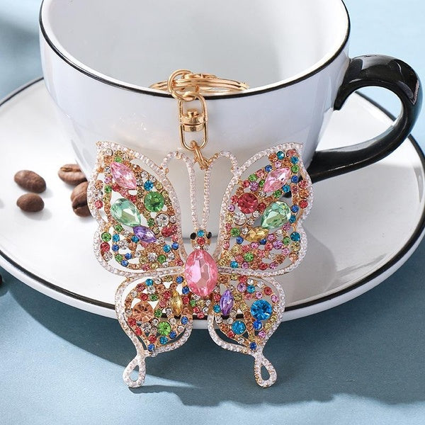 New Crystal Rhinestone Butterfly Keychain for Women's Bags Hanging Pendants Decoration Accessories Car Keyrings Jewelry Key Chain CharmGift Matron Inn