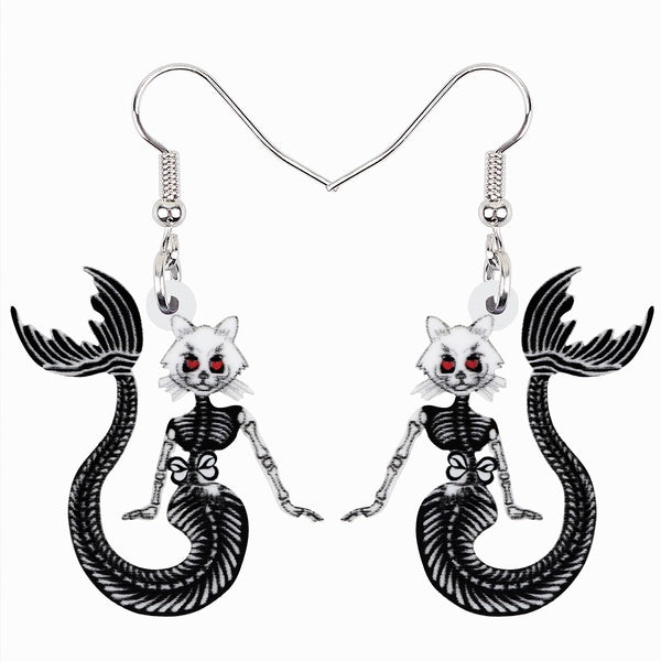 Halloween Acrylic Horror Skull Demon Fish Cat Earrings Fashion Big Drop Dangle Charms Gifts Party Jewelry For Women Girls Teens