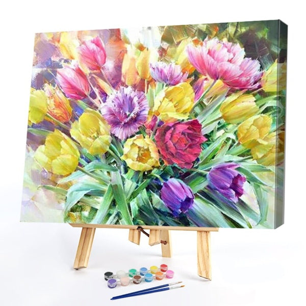 Bouquet FIYO Diy Oil Paint by Numbers Kits for Adults and Kids Beginner on Canvas Fashion Oil Painting Wall Art for Gift( No Frame )