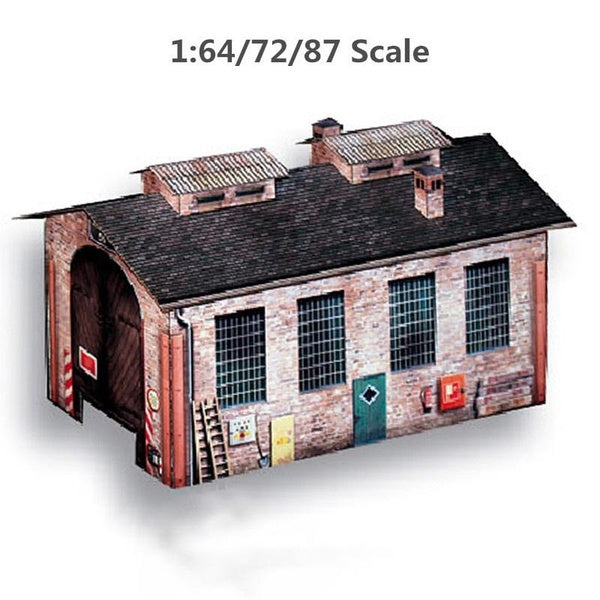 1:87-72-64 Scale Paper Model Handmade Warehouse House Building Sand Table Train Warehouse Factory Scene Model Kit