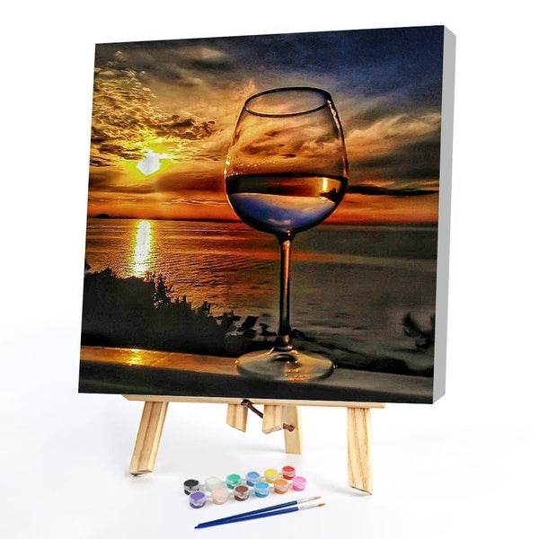 FIYO Wine glass Diy Paint by Numbers Kits for Adults and Kids Beginner on Canvas Fashion Oil Painting Wall Art for Gift( No Frame )