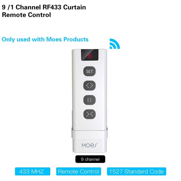Télécommande Moes 9-1 canal RF433 pour commutateur de rideau WiFi Module de volets roulants RF émetteur d'accessoires de rideau alimenté par batterie