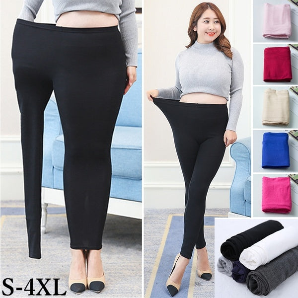 Plus Size Women Soft Stretch Leggings Casual High Waisted Leggings