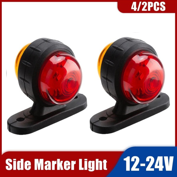 4-2pcs 12-24V Universal Side Marker Light Double Side Lighting Voyant pour voitures Voyant d'avertissement Remorque Camion Caravane Camion Van Bus Ba