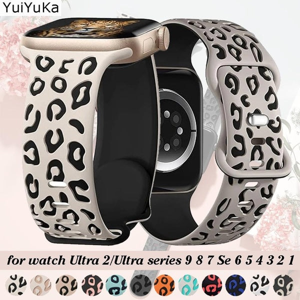 YuiYuKa Silicone Strap for Smartwatch Ultra 2-Ultra 49mm 9 8 7 41mm 45mm 44mm 40mm 38mm 42mm Engraved Wrist Band Bracelet Accessories for Smart Watch