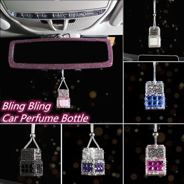 Bling Bling Car Perfume Bottle Crystal Studded Ornament Rear View Mirror Hanging Pendant,Automotive Interior Accessory