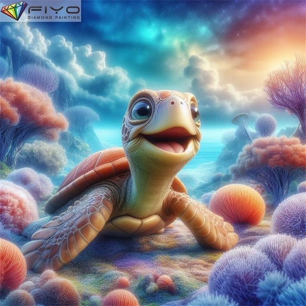 FIYO Tortoise DIY 5D Diamond Painting Full Drill with Number Kits Home and Kitchen Fashion Mosaic Diamond Painting Canvas Wall Decoration Gift Crafts