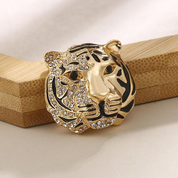 Style Vintage tête de tigre visage broche Diamante broche Art déco broche cadeau