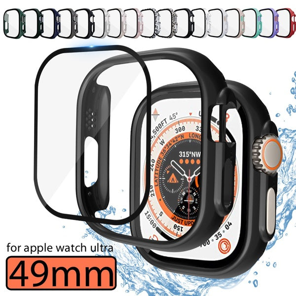 17 colors Tempered Glass PC Case for Apple Watch 49mm Ultra 2-Ultra for iwatch series Ultra smartwatch film all-around Screen Protector Bumper cover