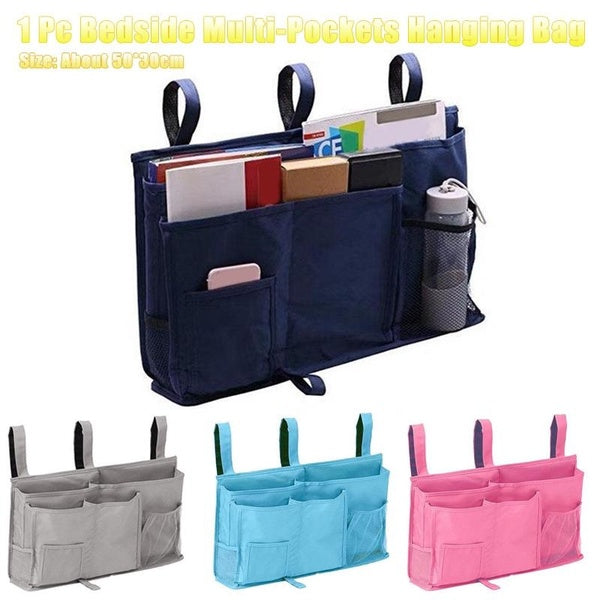 1 Pc Multifunction Bedside Multi-Pockets Hanging Bag Household Large Capacity Punch-free Sundries Storage Pouch (Not Including Others)