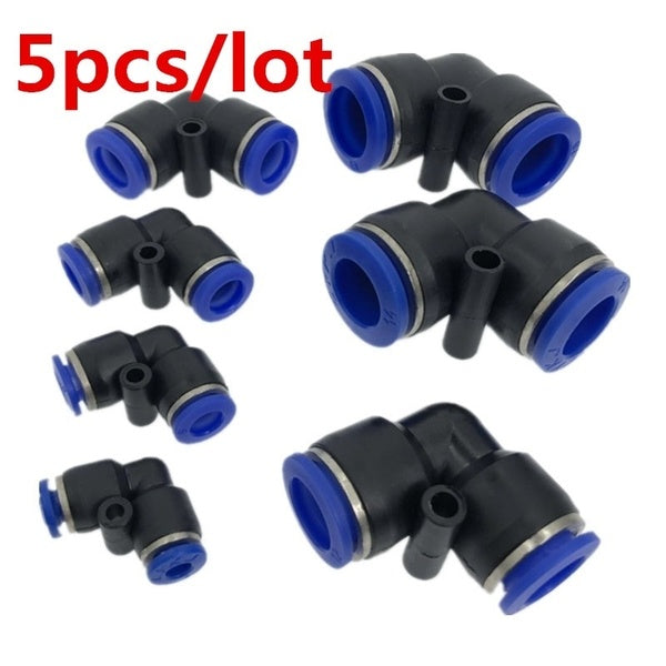 5 pièces-lot coude en forme de L 10mm 8mm 6mm 12mm 4mm OD tuyau Tube une touche pousser dans l'air raccords de connecteur pneumatique raccord rapide
