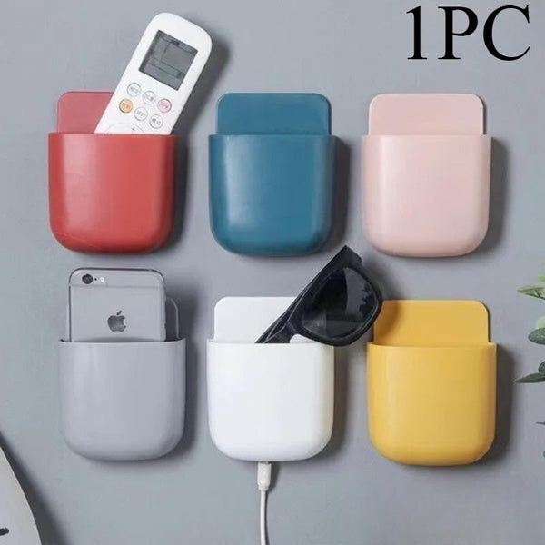 1 boîte de rangement murale pour télécommande cosmétique, support de salle de bain, étagère murale, étui de rangement adhésif, fournitures d'organisa