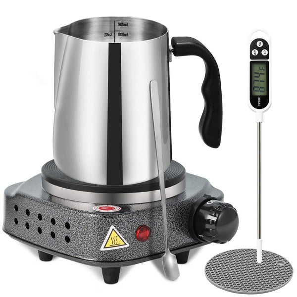 Candle Making Kit with Hot Plate,Candle Making Supplies,Candle Making Kit for Beginners with Melting Pot,Stirring Spoon（EU-US-AU Plug）
