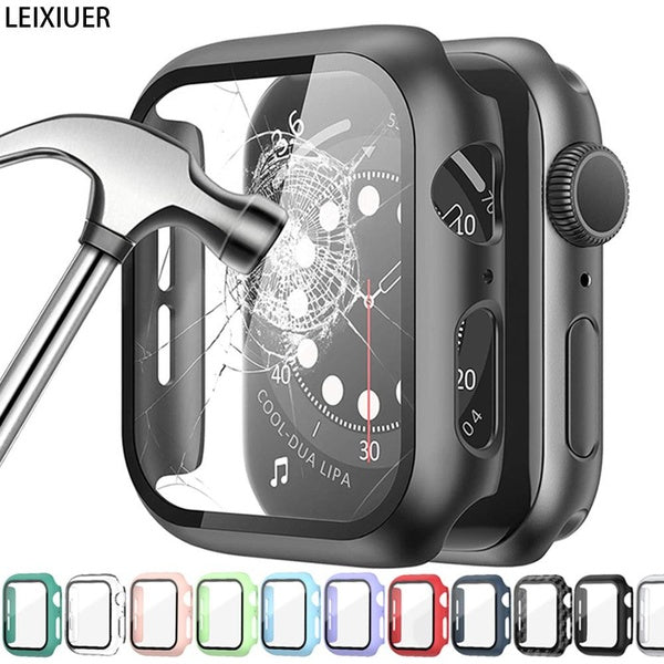 LEIXIUER Hard Case for Apple Watch Ultra 2- Ultra 9 8 7 49mm 41mm 45mm 40mm 44mm 42mm 38mm Tempered Glass with PC Cover Frame Matte Screen Protector