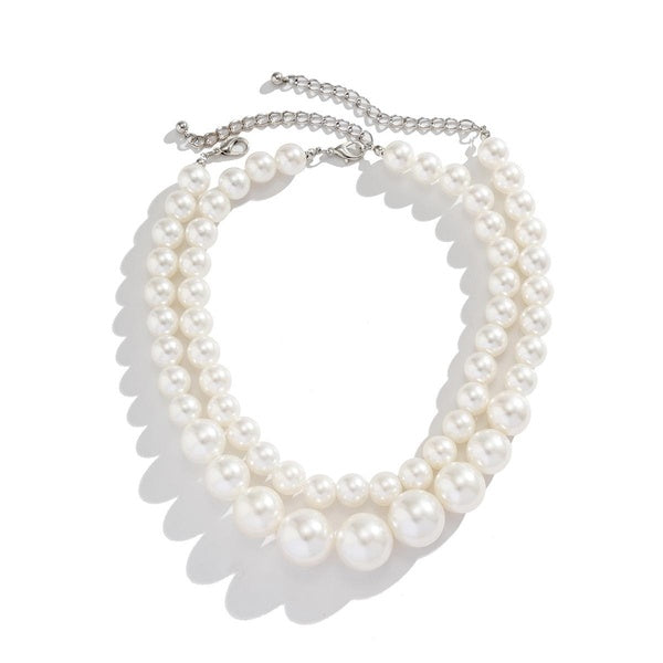 Fashion Jewelry Exaggerated Imitation Pearl Choker Versatile Clavicle Chain Multi-Layer Beaded Women Necklace
