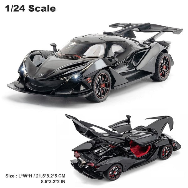 1:24 Scale Alloy Diescast Vehicle Model Car Toy for Apollo IE Intensa Emozione Super Car Sound Light Pull Back Power Collectible Toy Kids Gift