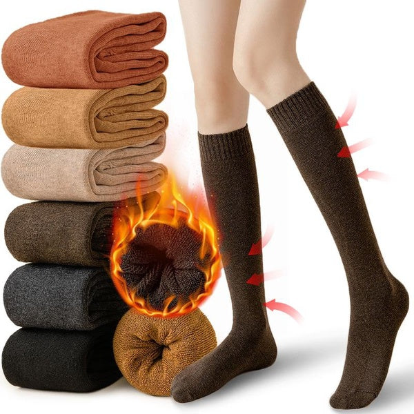 Autumn and Winter Warm High Socks for Women,Stocking Boot Leg Warmer Long Socks Elastic Socking-Thermal Cotton Socks for Hiking,Work,Winter,Gifts