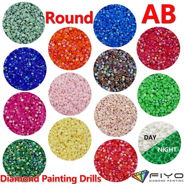 Fiyo diamond painting round AB drills,2000 drills with Aurora Borealis coating in Round 2.8mm drills for diamond painting.