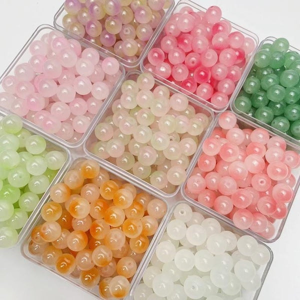 50pcs 8mm Glass Beads For Diy Handmade Accessories Matron Inn