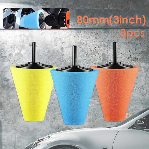 3PCS Car Polishing Sponge Buffing Sponge Pad Mini Wheel Buffing Polishing Kit Polishing Sponge Pad Drill Polishing Pad