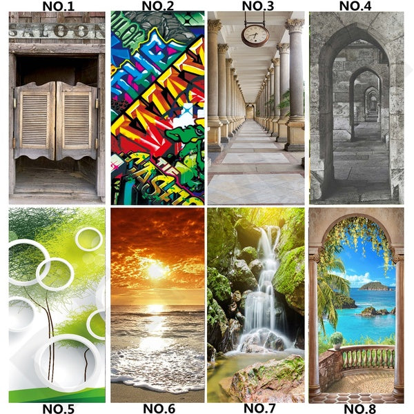 3D Wallpaper Self Adhesive Door Mural Removable Vinyl Home Decor Art Decal Wooden Scenery Wall Poster Stickers Porte deursticker