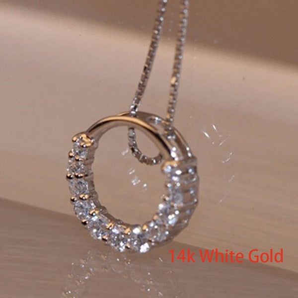 Tendance Brillant Moissanite Cristal Cercle Rond Pendentif Clavicule Colliers Chaîne En Argent Charme Parti Collier De Fiançailles pour Femmes Bijoux