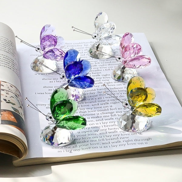 Rose cristal papillon artisanat verre Figurines animales Miniatures jardin fée ornement décor à la maison cadeau de mariage presse-papiers
